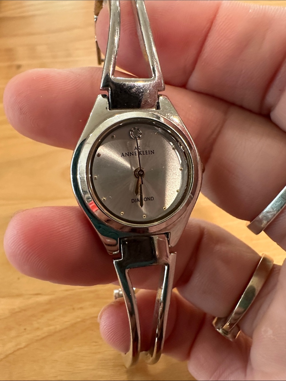 Anne Klein Silver-tone Diamond Accent Bangle Watch